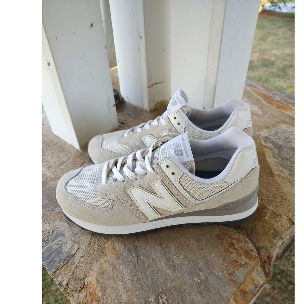 New Balance 574 Classic Women's Sneakers Beige Cream Suede WL574EVW Size 8